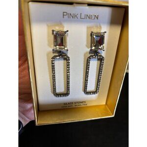 Pink Linen Glass Stone Earrings Lead Safe Nickel Free Elegant Dangle Design